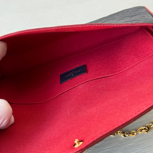 LOUIS VUITTON Felicie Pochette Monogram Empreinte Leather Blue Crossbody Bag - Picture 8 of 11